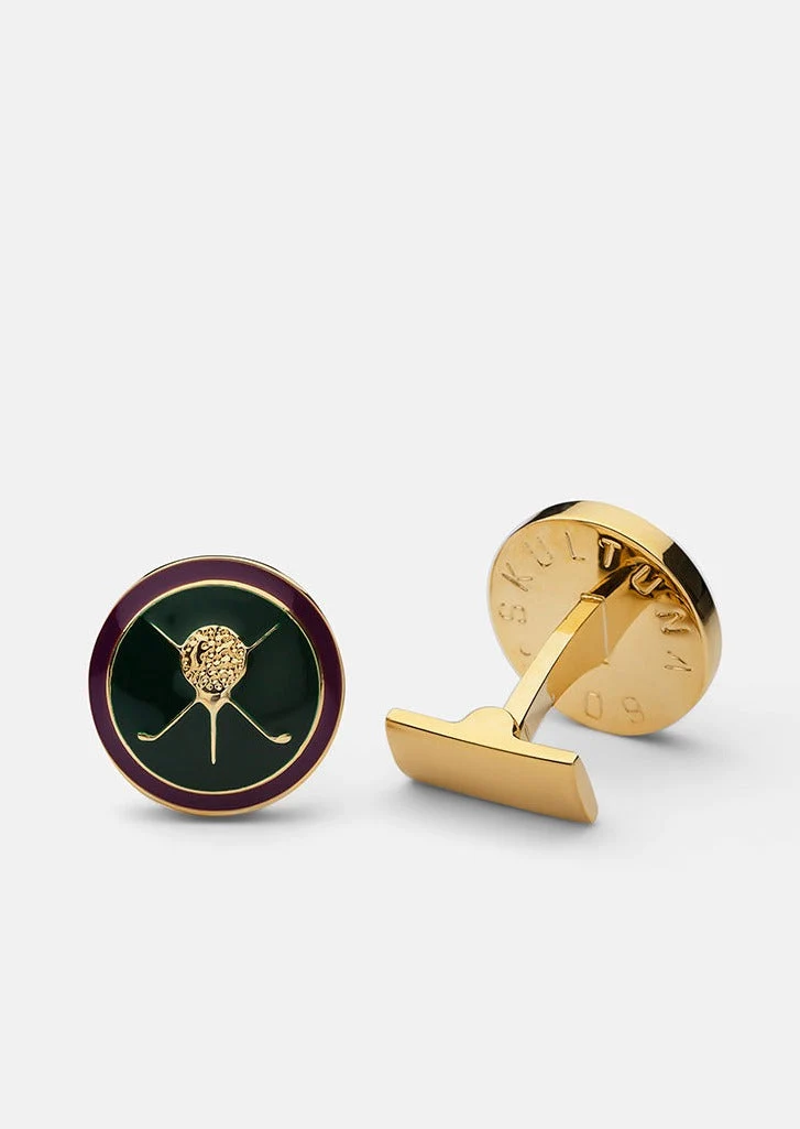 Cufflinks - Gold plated/Green/Purple - Golf