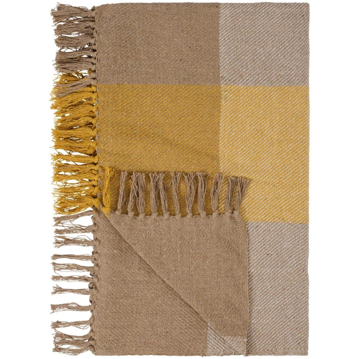 Ib Laursen Torkkupeitto beige-keltainen ruutu 130x160cm