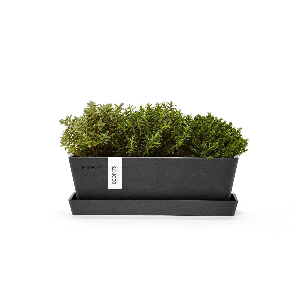Kukkaruukku Bruge 25cm + aluslautanen tummanharmaa