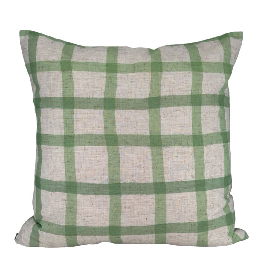 Tyynynpäällinen vihreä ruutu 45x45cm Miljögården